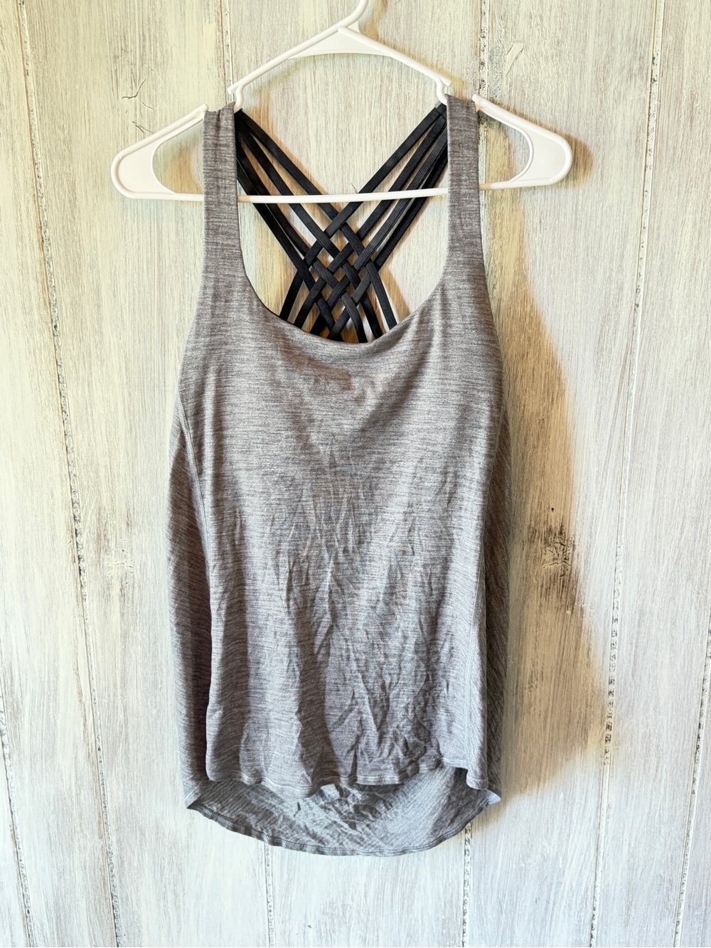 lululemon athletica Gray Tank with Black Crisscross Strappy Back